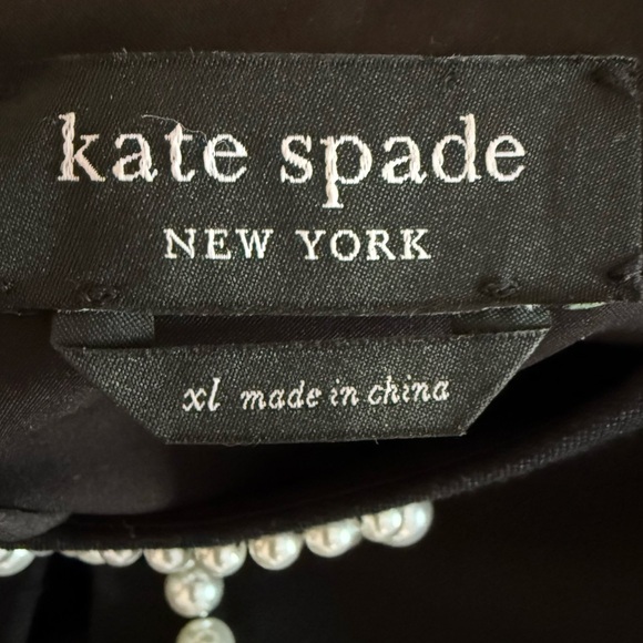 Kate Spade Black Pearl Beaded Bow Fit & Flare Dress Women’s Size XL - Picture 11 of 14